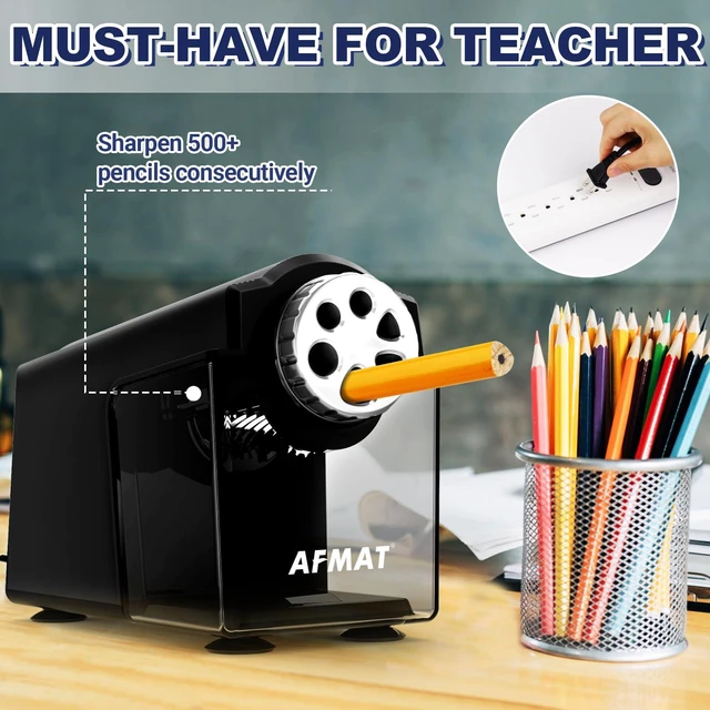 Alt view image 5 of 6 - Electric Pencil Sharpener Heavy Duty, 6-Hole Classroom Pencil Sharpener for 6-11mm Pencils, Auto Stop Pencil Sharpeners Plug in, 10,000+ Sharpenings, Save Colored Pencils, PSX4
