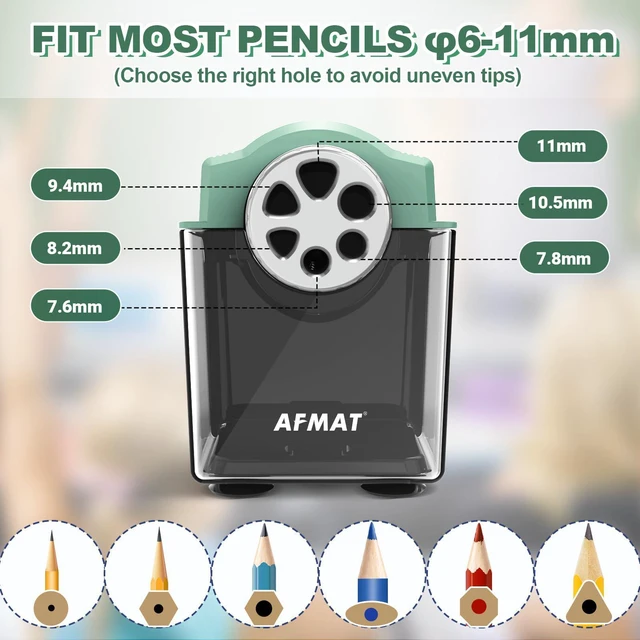 Alt view image 2 of 6 - Electric Pencil Sharpener for 6-11mm Pencils, 6 Holes, Heavy Duty Pencil Sharpener for Classroom, Auto Stop Pencil Sharpeners Plug in, 10,000+ Sharpenings, Save Colored Pencils, PSX4