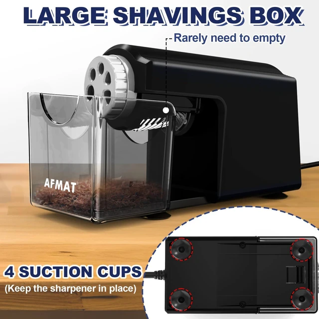 Alt view image 6 of 6 - Electric Pencil Sharpener Heavy Duty, 6-Hole Classroom Pencil Sharpener for 6-11mm Pencils, Auto Stop Pencil Sharpeners Plug in, 10,000+ Sharpenings, Save Colored Pencils, PSX4
