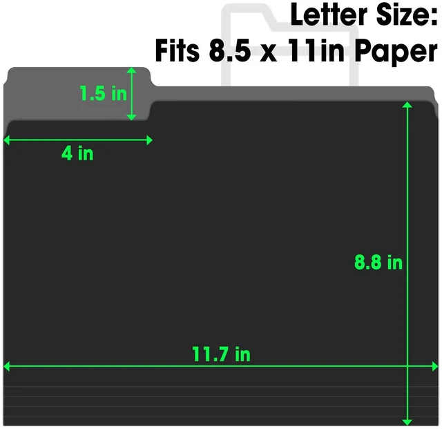 Alt view image 3 of 6 - 120 Pack File Folders 8.5 x 11 Inch, 1/3 Cut Tab Black File Folders Letter Size, School Business Office Filing Folder for Document, Black