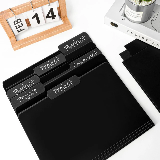 Alt view image 2 of 6 - 120 Pack File Folders 8.5 x 11 Inch, 1/3 Cut Tab Black File Folders Letter Size, School Business Office Filing Folder for Document, Black
