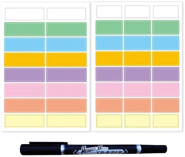 Main image of Assorted Colors Waterproof Removable Labels with Pen Adhesive Name Tag 400PCS Name Label Stickers for Baby Daycare,Kids School Supplies,Home Office File Container Organization