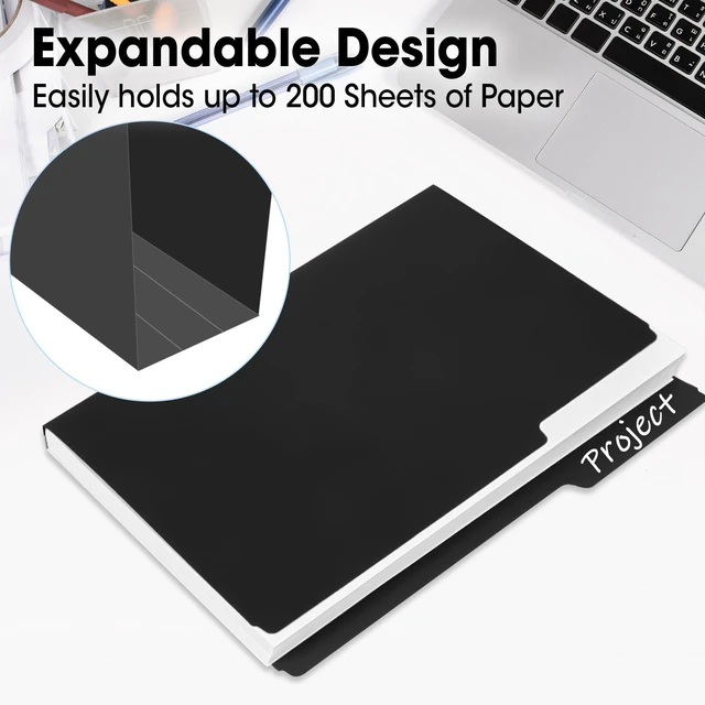 Alt view image 6 of 6 - 120 Pack File Folders 8.5 x 11 Inch, 1/3 Cut Tab Black File Folders Letter Size, School Business Office Filing Folder for Document, Black