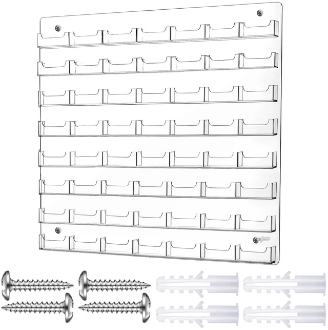 Main image of Acrylic Business Card Holder Wall Mount Office, 56 Pockets Clear Sticker Display Rack, Multiple Card Holder, Acrylic Organizing Display Stand, Pre Drilled for Easy Install, Reception