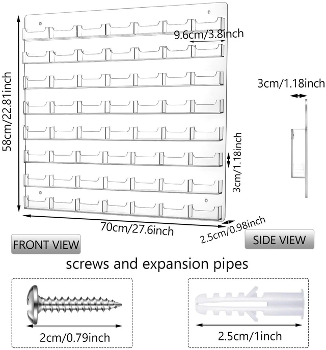 Alt view image 2 of 7 - Acrylic Business Card Holder Wall Mount Office, 56 Pockets Clear Sticker Display Rack, Multiple Card Holder, Acrylic Organizing Display Stand, Pre Drilled for Easy Install, Reception