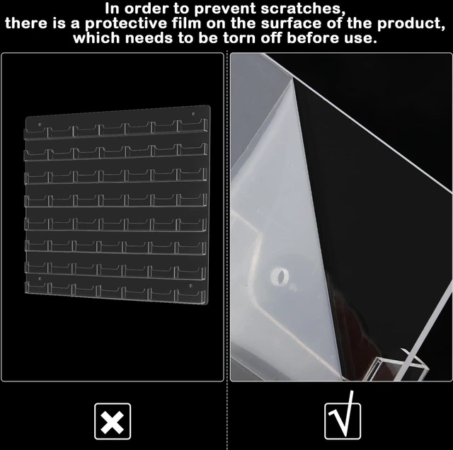 Alt view image 3 of 7 - Acrylic Business Card Holder Wall Mount Office, 56 Pockets Clear Sticker Display Rack, Multiple Card Holder, Acrylic Organizing Display Stand, Pre Drilled for Easy Install, Reception