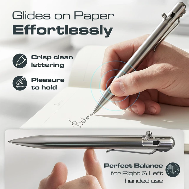 Alt view image 3 of 7 - Bolt Action Pen, Stainless Steel Silver, HyperBolt & ZeroSeam EDC Pen, Refillable Metal Writing Pen, Premium Graduation Gift, Executive Pocket Pen