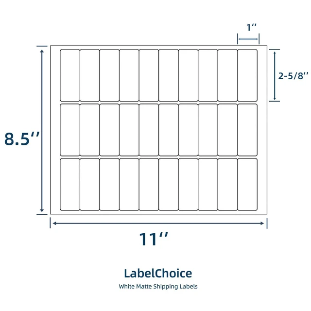Alt view image 2 of 5 - 100 Sheets 3000 Pcs 30-up 1" x 2-5/8" Shipping Address FBA Labels for Laser & Inkjet Printers, 30 Up Labels 1 x 2-5/8 on US Letter,30 per Sheet Return Address Stickers, 30 per Page