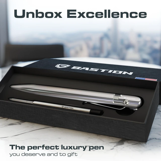 Alt view image 5 of 7 - Bolt Action Pen, Stainless Steel Silver, HyperBolt & ZeroSeam EDC Pen, Refillable Metal Writing Pen, Premium Graduation Gift, Executive Pocket Pen