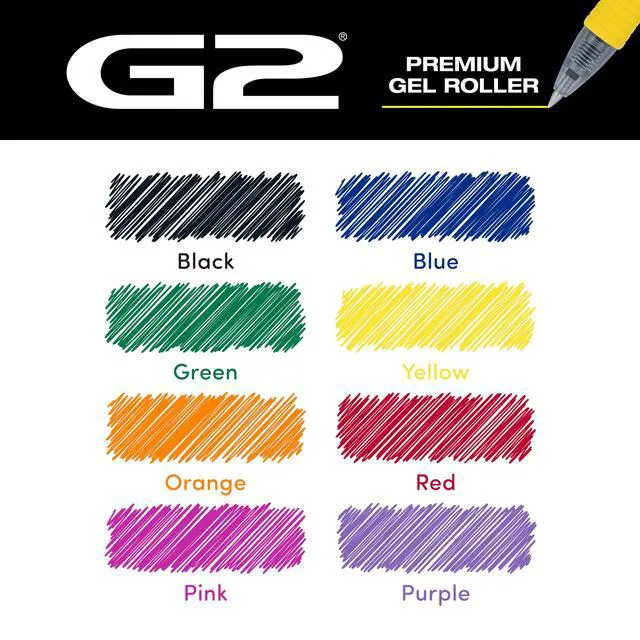Alt view image 3 of 7 - G2 Gel Roller Pens, G2 Rainbow Colors Pack, 8 Pack Pouch, Assorted