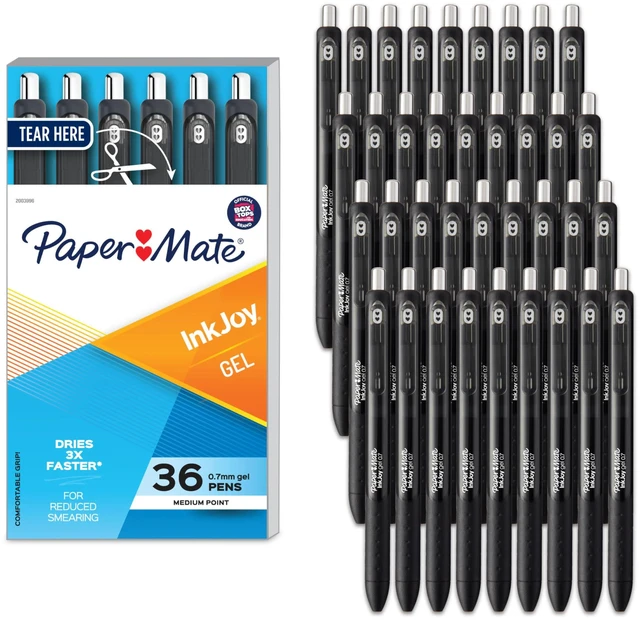 Main image of InkJoy Gel Pens, Retractable, Medium Point (0.7mm), Black, 36 Count - Office Supplies, Journaling, Note Taking
