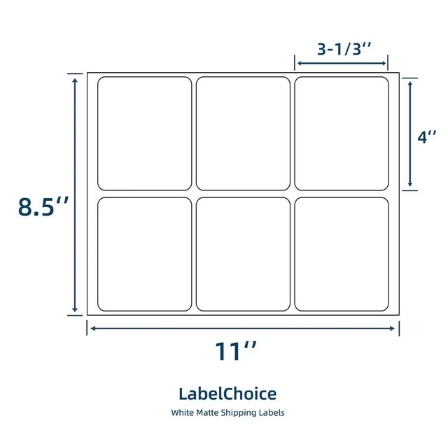 Alt view image 2 of 6 - 100 Sheets 600 Pcs 3-1/3 x 4 6 Up Shipping Address Labels for Laser & Inkjet Printers, 3-1/3" x 4" 6 per Sheet Shipping Mailing Stickers, 6 Labels per Page