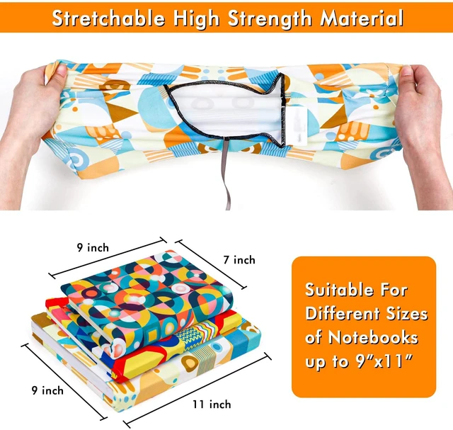 Alt view image 3 of 7 - Geometric Pattern Book Covers, 7 Pack Stretchable Jumbo Fabric Washable Durable Reusable Nylon Book Covers, for Hardcover Textbooks Notebooks up to 9x11