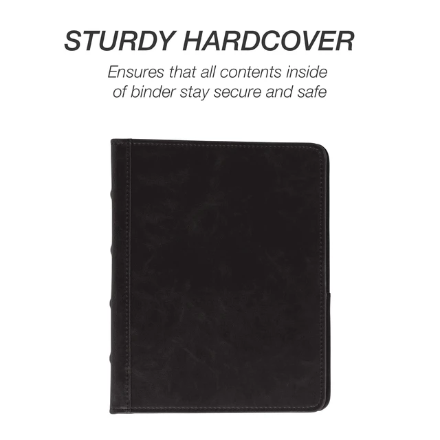 Alt view image 4 of 7 - Vintage Leather Mini 3 Ring Binder 1 Inch Round Ring (Holds 200 Sheets), 5.5 x 8.5 Inch Documents, Professional Organizer, Planner, Notebook, Black