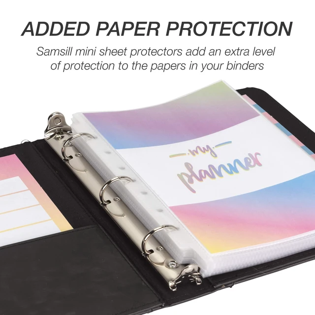 Alt view image 6 of 7 - Vintage Leather Mini 3 Ring Binder 1 Inch Round Ring (Holds 200 Sheets), 5.5 x 8.5 Inch Documents, Professional Organizer, Planner, Notebook, Black