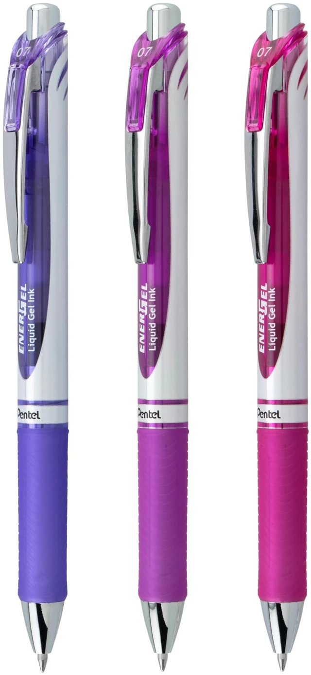 Alt view image 2 of 6 - EnerGel RTX Retractable Liquid Gel Pen,Passion Hue,0.7mm,Assorted Violet Ink Pens (BL77PASBP3M),3 Count (Pack of 2)