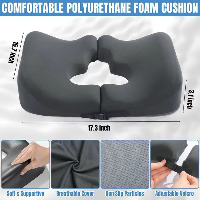 Alt view image 5 of 7 - Memory Foam Bed Sore Cushions for Butt,Bedsore Pressure Relief Pillow for Sleeping and Sitting,Cushion for Bed Sores on Buttocks, T Shaped Opening Tailbone Pillow, Patent Pending(Dark Grey)