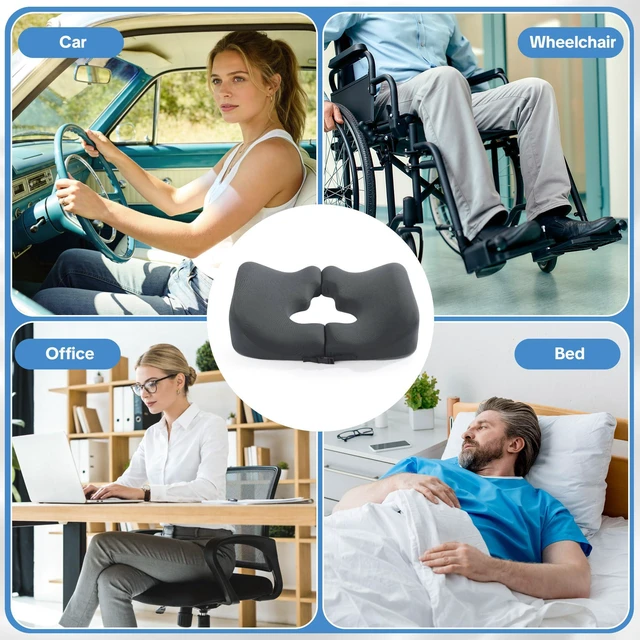 Alt view image 6 of 7 - Memory Foam Bed Sore Cushions for Butt,Bedsore Pressure Relief Pillow for Sleeping and Sitting,Cushion for Bed Sores on Buttocks, T Shaped Opening Tailbone Pillow, Patent Pending(Dark Grey)