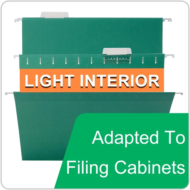 Alt view image 4 of 4 - 50 Packs Hanging File Folders,Green Letter Size File Folders with 1/5 Adjustable Cut Tabs,Decorative,Drawer,Desk and Cabinet Use