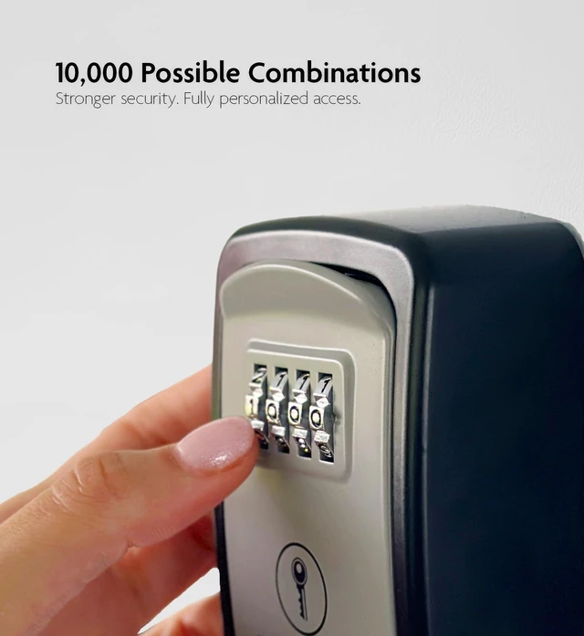 Alt view image 2 of 7 - ® Small Wall Mount Key Lock Box for Keys Outside (Grey) Combination Lock, Resettable 4-Digit Code, Screw-In Wall Mount, Weather-Resistant Metal, No Battery or App, Holds 2 to 5 Keys