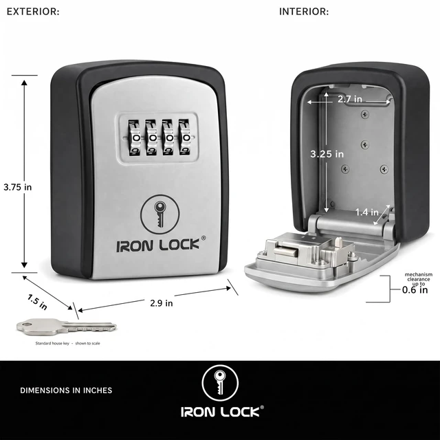 Alt view image 3 of 7 - ® Small Wall Mount Key Lock Box for Keys Outside (Grey) Combination Lock, Resettable 4-Digit Code, Screw-In Wall Mount, Weather-Resistant Metal, No Battery or App, Holds 2 to 5 Keys