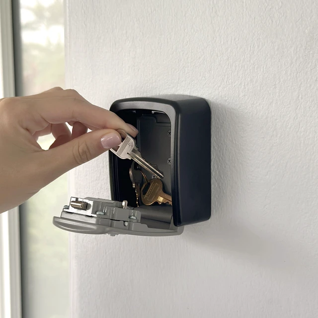 Alt view image 6 of 7 - ® Small Wall Mount Key Lock Box for Keys Outside (Grey) Combination Lock, Resettable 4-Digit Code, Screw-In Wall Mount, Weather-Resistant Metal, No Battery or App, Holds 2 to 5 Keys