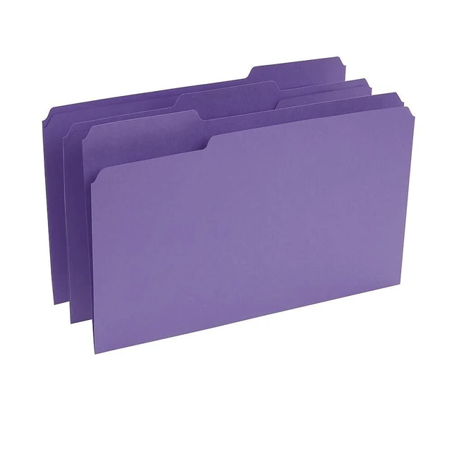 Alt view image 7 of 7 - File Folders, Legal Size, 1/3Cut Tabs, Assorted Colors, HeavyDuty Paper Stock, 100/Box Heavy-duty paper stock for everyday legal-size document filing