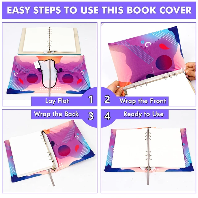 Alt view image 4 of 7 - 12 Pack Jumbo Fabric Book Covers, Stretchable Washable Durable Reusable Nylon, for Hardcover Textbooks Notebooks up to 9'x11', 12 Patterns