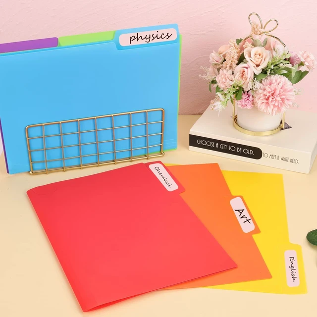 Alt view image 5 of 6 - 30pcs Colored File Folders, 9'' x 11.6'' Manilla Folders, Plastic File Folders, 3 Tab Poly Folder, 6 Colors with 40pcs Erasable Category Labels, for School and Office Supplies