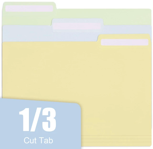 Alt view image 5 of 7 - 30 Pack Manila File Folders Letter Size, 1/3 Cut Tab Plastic Folders for 8.5 x 11 Paper, 6 Pastel Colors, Includes 40 Erasable Labels, Heavy Duty School Office Organization Supplies