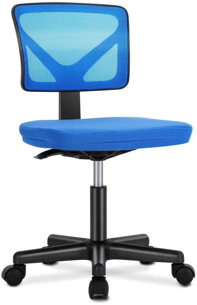 Main image of Armless Desk Chairs, Small Home Office Mesh Chairs Ergonomic Adjustable Mid Back, Swivel Rolling Task, Computer Work Vanity Small Spaces, Blue