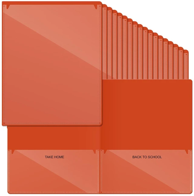 Main image of 72 Pcs Plastic Take Home Folders with 2 Pockets Parent Teacher Classroom Communication Homework Folder for Students Parent Teacher Connect (Orange)