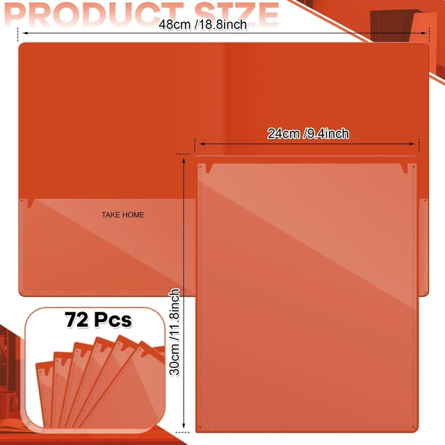Alt view image 2 of 7 - 72 Pcs Plastic Take Home Folders with 2 Pockets Parent Teacher Classroom Communication Homework Folder for Students Parent Teacher Connect (Orange)