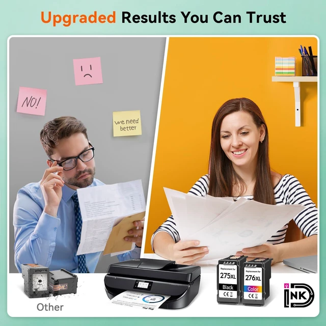 Alt view image 4 of 7 - PG-275XL CL-276XL Compatible for Canon 275 and 276 Ink Cartridges Combo Pack PG 275 CL 276 XL Work for Canon Pixma TR4720 TS3720 TS3522 TS3520 TS3722 TS3500 TR4722 TR4723 TR4700 TS3700 Printer