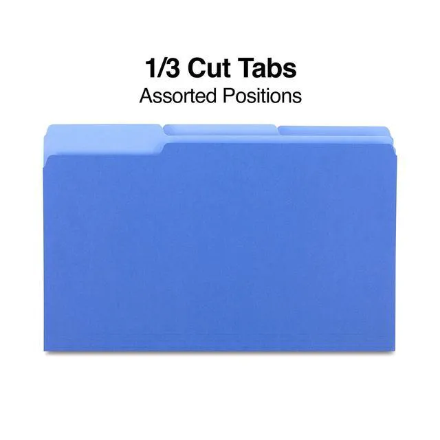 Alt view image 3 of 4 - File Folders, Legal Size, 1/3-Cut Tabs, Blue, 200/Carton Durable paper stock for everyday office document organization and filing