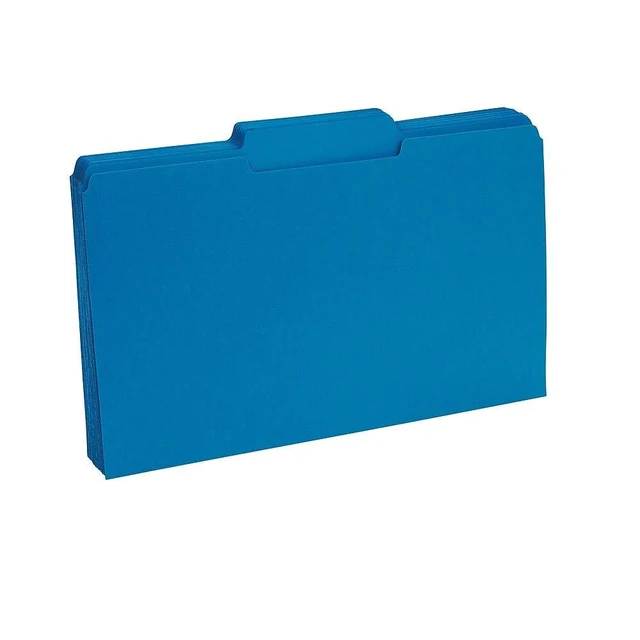 Alt view image 2 of 6 - Colored File Folders, Legal Size, 3Tab TopTab Design, Blue, Durable Paper Stock, 100/Pack Durable paper stock for everyday office document organization and filing