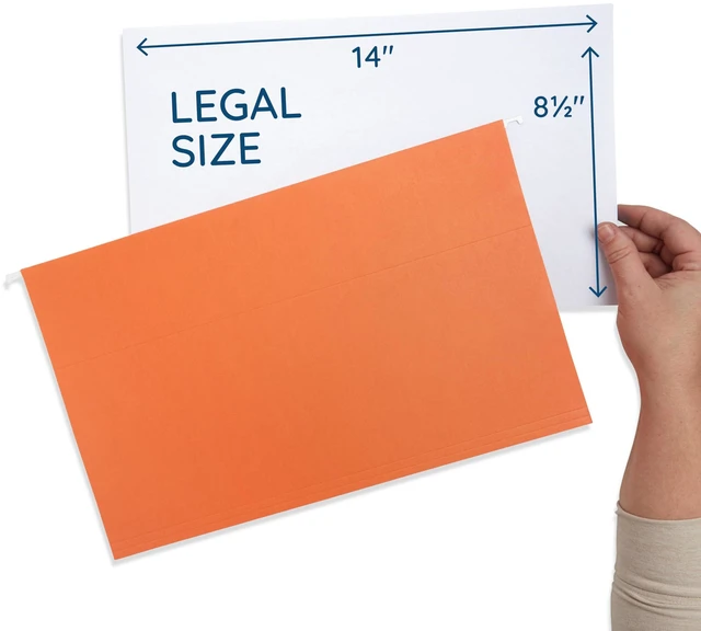 Alt view image 2 of 7 - 25 Hanging File Folders, Legal Size, Orange Reinforced 11pt, 1/5 Cut Tabs, Plastic Tabs and Inserts Included, for Filing Cabinet, Home, and Office Use