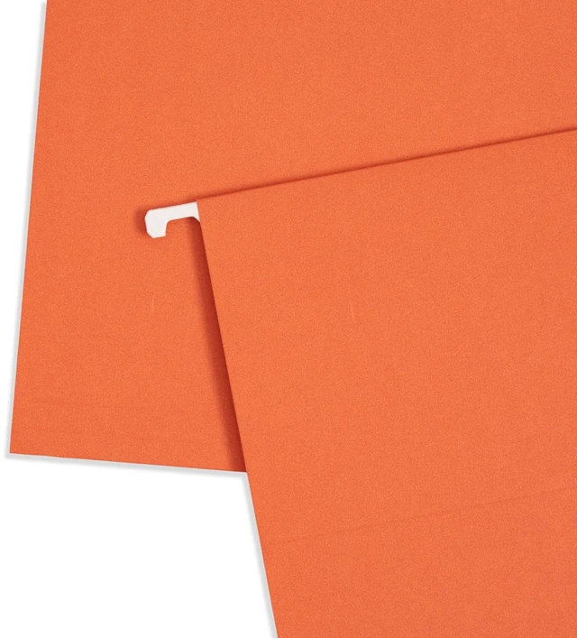 Alt view image 7 of 7 - 25 Hanging File Folders, Legal Size, Orange Reinforced 11pt, 1/5 Cut Tabs, Plastic Tabs and Inserts Included, for Filing Cabinet, Home, and Office Use
