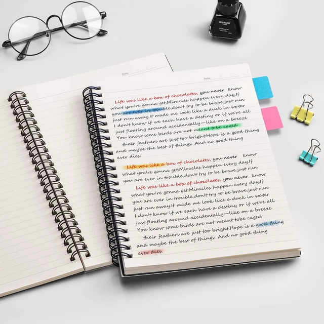 Alt view image 6 of 7 - Lined Spiral Journal Notebook, 3 Pack, 480 Pages, B5 (7.4" x 10") College Ruled, 100 GSM Thick Paper, Flexible Plastic Cover, for School, Student, Writing, Journaling, Work, Women & Men