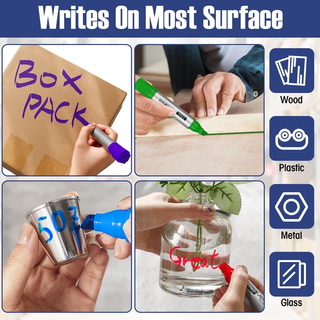 Alt view image 6 of 6 - 10 Pack Jumbo Permanent Markers Chisel Tip Quick Dry Rich Color Waterproof, Large Big Poster Pens Bulk for Office, Logistics Company and More