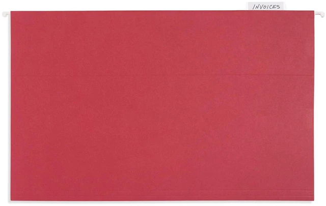 Alt view image 6 of 7 - 25 Hanging File Folders, Legal Size, Red Reinforced 11pt, 1/5 Cut Tabs, Plastic Tabs and Inserts Included, for Filing Cabinet, Home, and Office Use