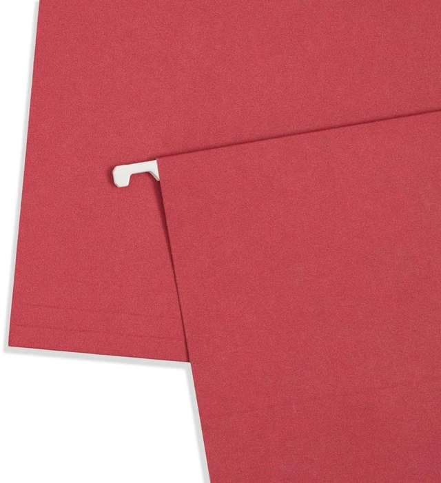Alt view image 7 of 7 - 25 Hanging File Folders, Legal Size, Red Reinforced 11pt, 1/5 Cut Tabs, Plastic Tabs and Inserts Included, for Filing Cabinet, Home, and Office Use