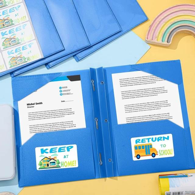 Alt view image 4 of 6 - 24 Set Take Home Folders with Clear Front Pocket, Blue School-to-home Communication Folder Bulk for Back to School Classroom, Heavy Duty Plastic Parent-teacher Homework Folders