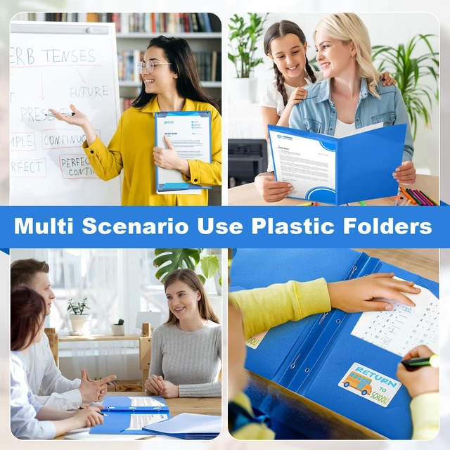Alt view image 5 of 6 - 24 Set Take Home Folders with Clear Front Pocket, Blue School-to-home Communication Folder Bulk for Back to School Classroom, Heavy Duty Plastic Parent-teacher Homework Folders