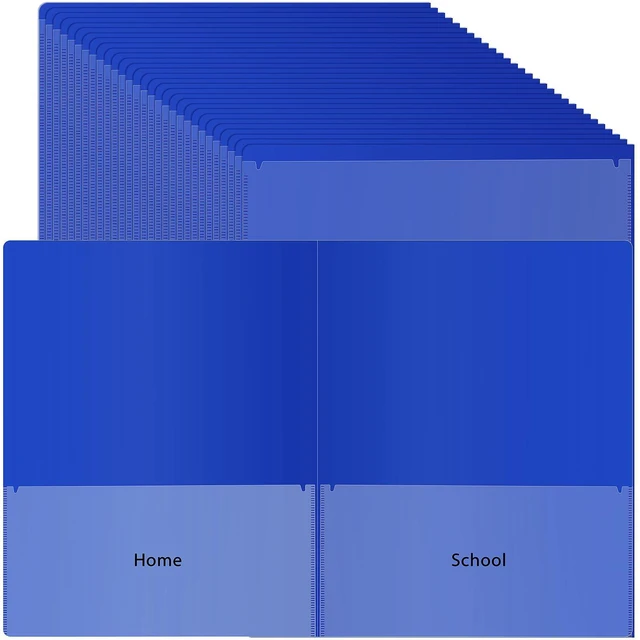 Main image of 30 Pcs Parent Teacher Classroom Communication Folder with Clear Front Pockets, 2 Pockets Homework Folders Take Home Plastic Folders for Kid Student Home and Classroom (30, Blue)