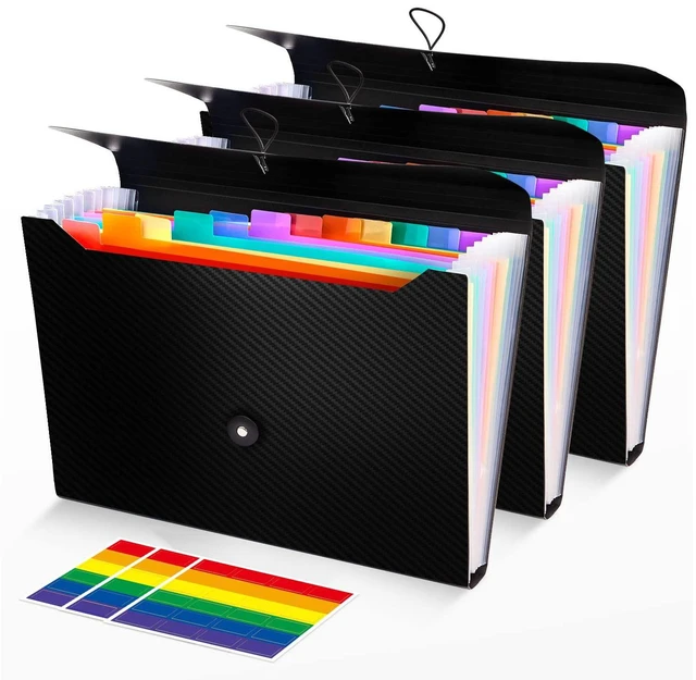 Main image of 3Pcs Expanding File Folder, 13 Pockets Accordion File Holder Organizer, A4 Letter Size Paper Document Receipt Organizer Accordian Filing Folder for Classroom, Home, Office and Travel
