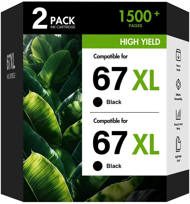 Main image of 67XL 67 XL 6055e 2800e Black Ink Cartridges for HP Printer 2755e 2855e 6000 Compatible for HP67XL 2700 2800 Series for HP Printers DeskJet 4155e 4255e 4100 2700e 2734e 2852e Envy 6400 6455e (2-Pack)