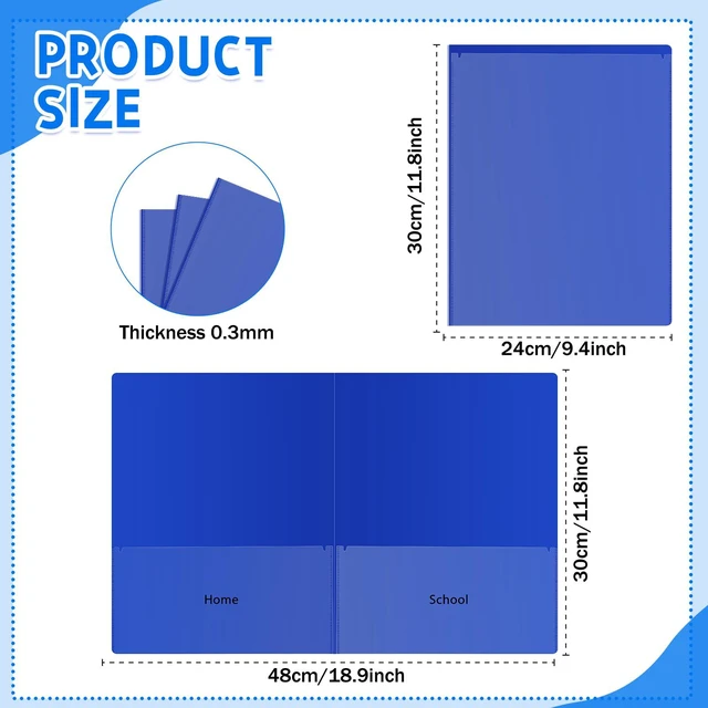 Alt view image 2 of 7 - 30 Pcs Parent Teacher Classroom Communication Folder with Clear Front Pockets, 2 Pockets Homework Folders Take Home Plastic Folders for Kid Student Home and Classroom (30, Blue)