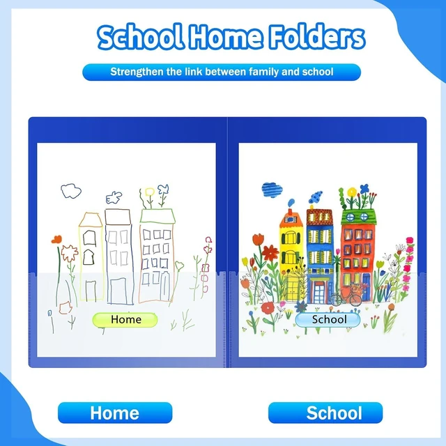 Alt view image 4 of 7 - 30 Pcs Parent Teacher Classroom Communication Folder with Clear Front Pockets, 2 Pockets Homework Folders Take Home Plastic Folders for Kid Student Home and Classroom (30, Blue)