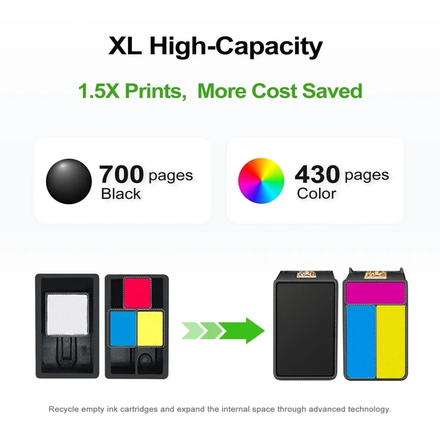 Alt view image 4 of 7 - 61XL Ink Cartridge Replacement for HP 61 XL(Black Color Combo Pack) Compatible HP61 HP61XL for 4500 5530 4630 2540 4502 2542 4635 5535 4501 3050 2541 3510 2514 3512 1000 1010 1510 Printers